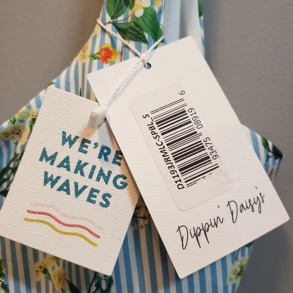 Dippin' Daisy's NWT Blue and White Stripe with Flowers Tank, Small - Picture 3 of 6